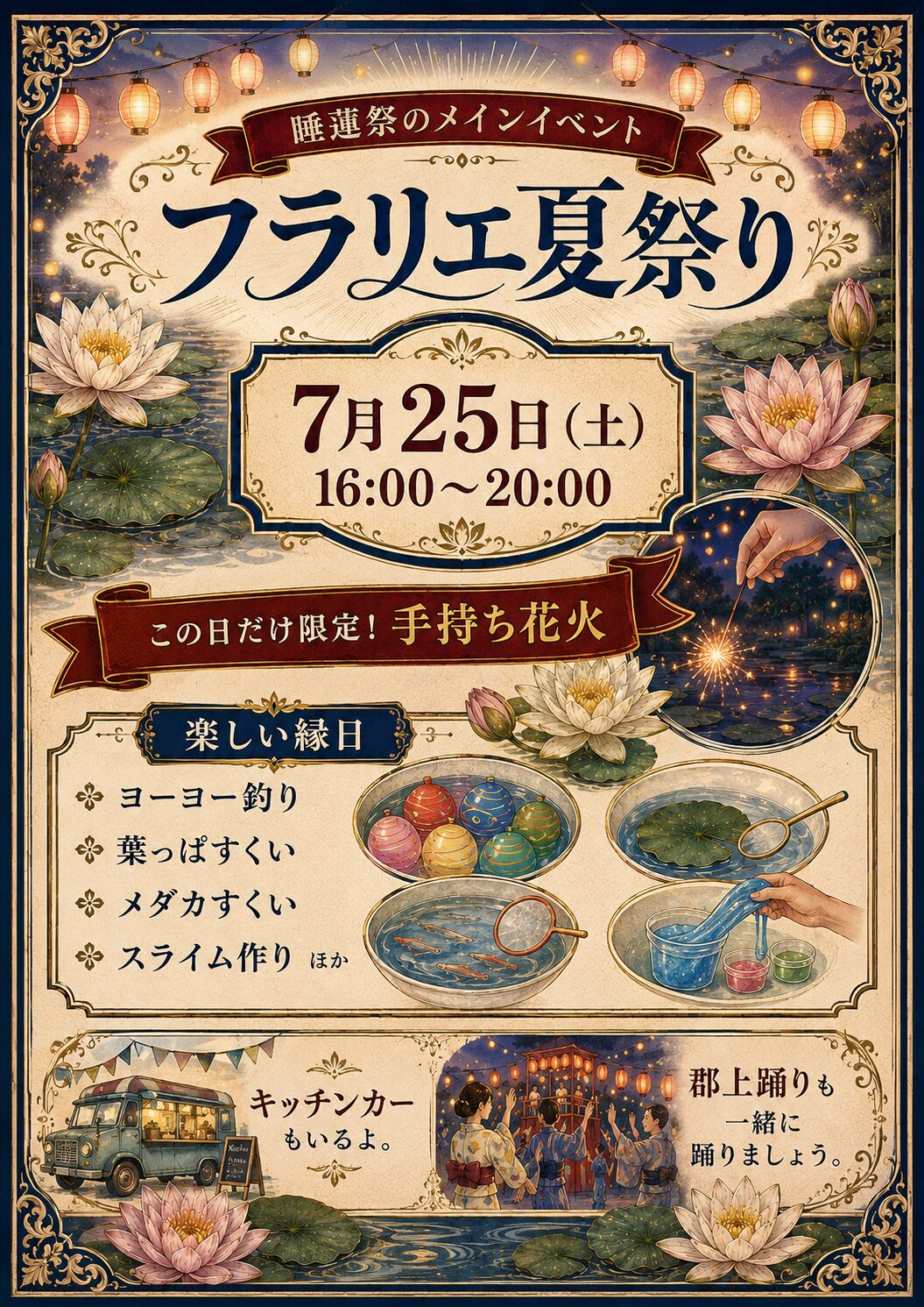 フラリエ夏まつり｜7月25日（土）に久屋大通庭園フラリエで開催！縁日や郡上踊り、手持ち花火も